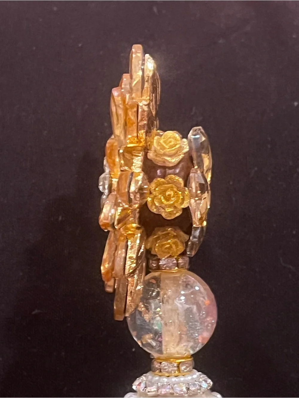 Designer inspired Gold-Tone Pearl & Crystal Flower focal fancy beaded pen